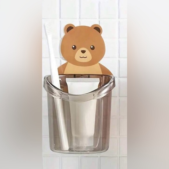 Love Bear Shaped Toothbrush Holder With Drain - Picture 1 of 7